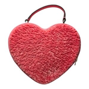 Kate Spade NWOT "LOVE SHACK" Faux fur crossbody heart pomegranate pink bag/purse